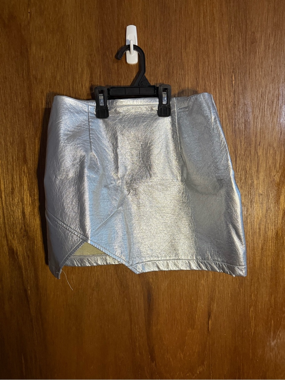 EGO Silver Metallic Faux-Leather Mini Skirt